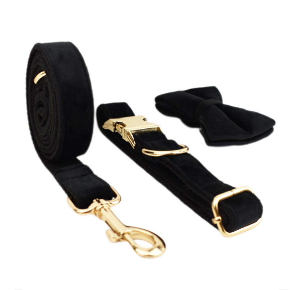 Velvet Pet dog cat Collar with Traction Rope