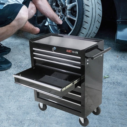 7 DRAWERS multi function tool cart with wheels and lock - BLACK garage