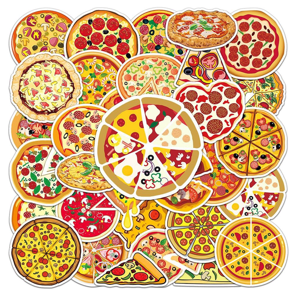 50Pcs Pizza Waterproof Vinyl Stickers Decals Vinyl Decal Sticker