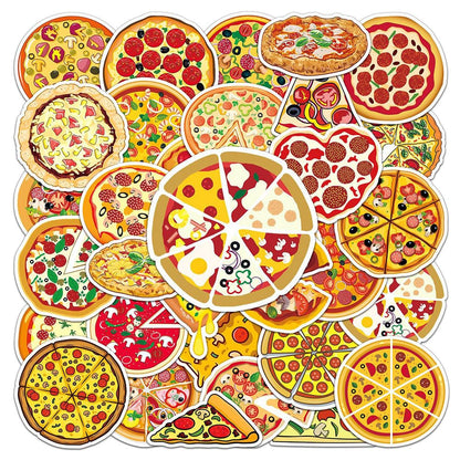 50Pcs Pizza Waterproof Vinyl Stickers Decals Vinyl Decal Sticker