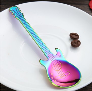Gold-Plated Stainless Steel Guitar Coffee Spoon