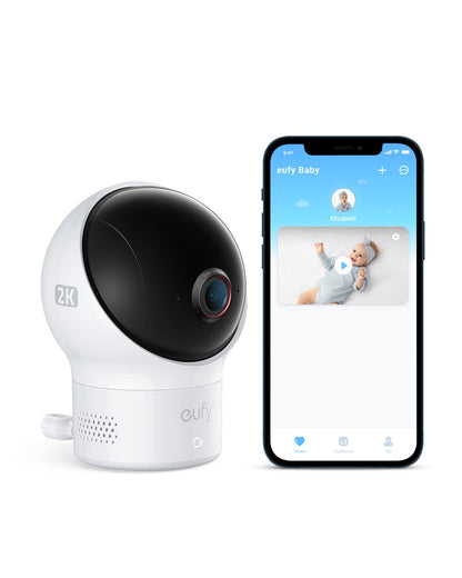 eufy Baby Wi-Fi Baby Monitor 2K with Noise Detection Night Vision Room Temperature Detection Camera Easy Setup User-Friendly App Requires 2.4GHz Wi-Fi