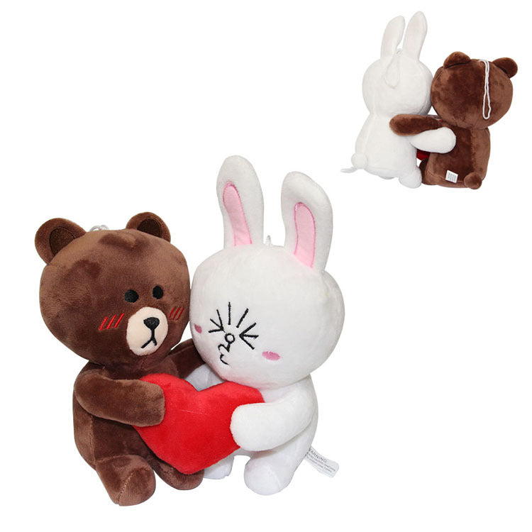 Brown Bear and Cony Rabbit Plush Couple Toy Decor