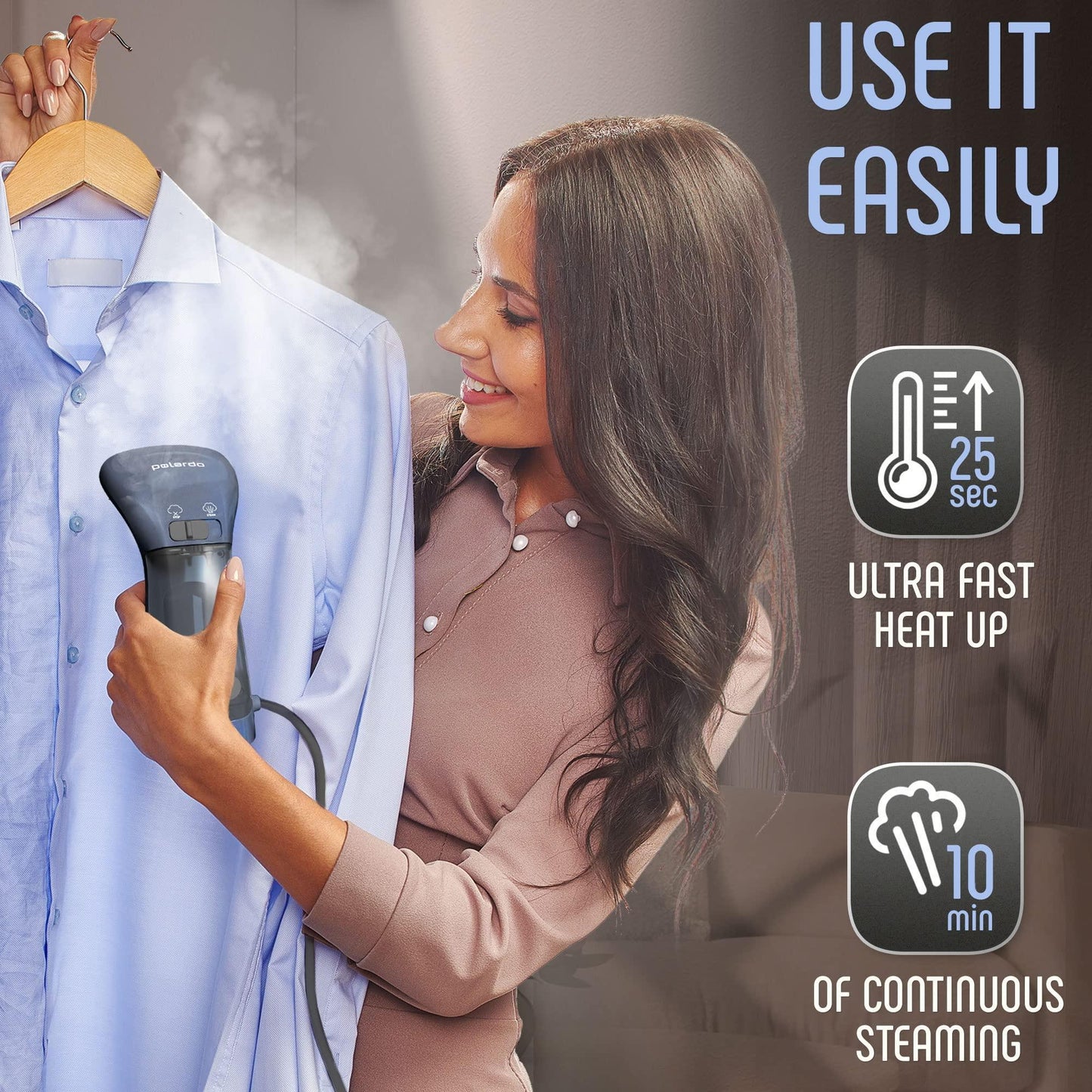 Steamer for Clothes Portable Handheld Garment Small Steam Iron Blue Color 110v