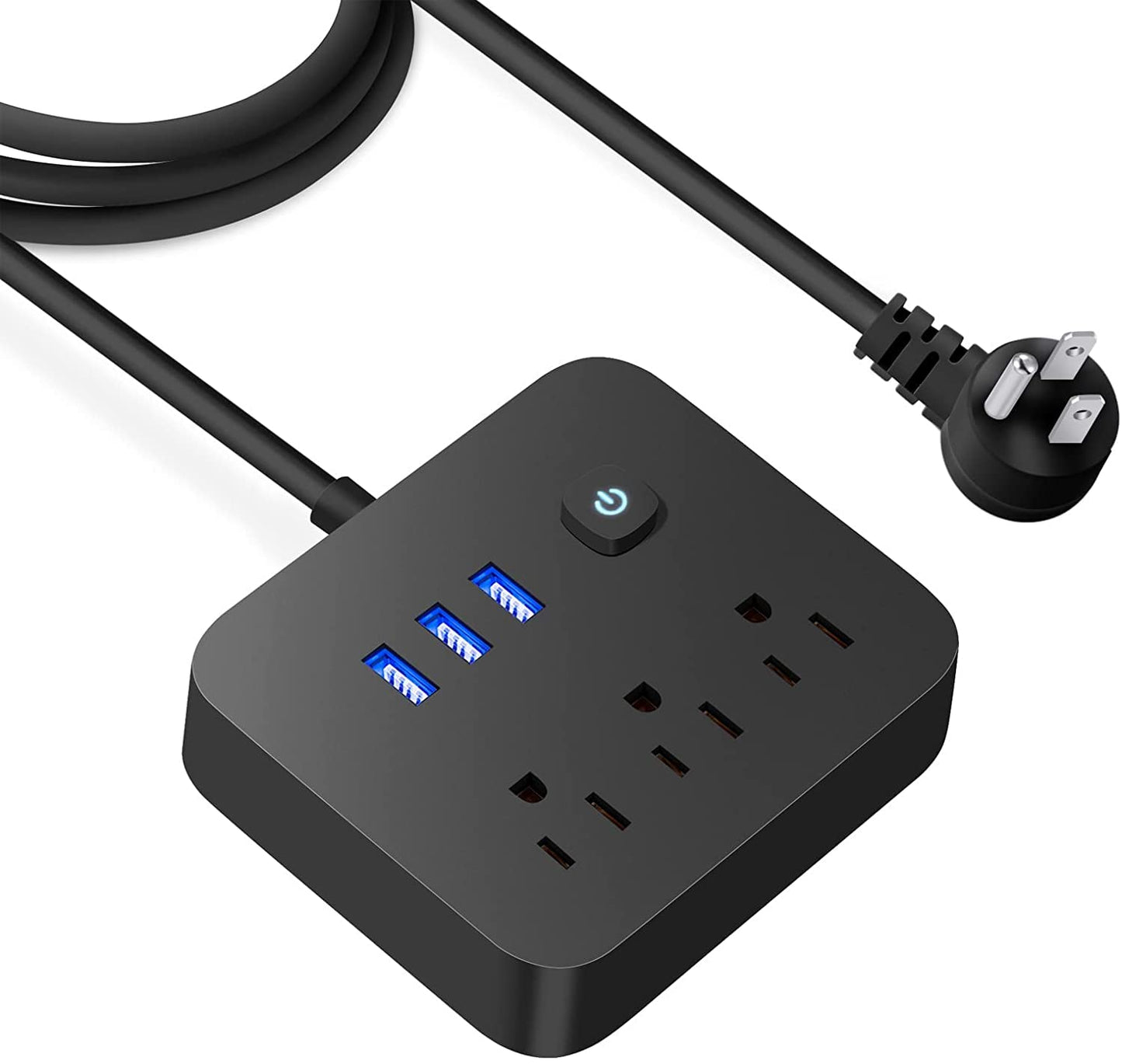 Power Strip Surge Protection with USB Ports 3 Outlets Ports Desktop Charging Station Power Bars Flat Plug 3.6ft Extension Cord with Night Light Station for Cruise Ship HomeOffice