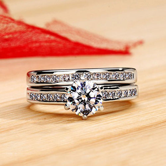 White Gold Plated Couple Ring Set birthday valentine romance gift