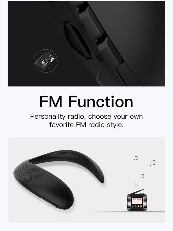 Smart Bluetooth Neckband Speaker SD card RADIO supported