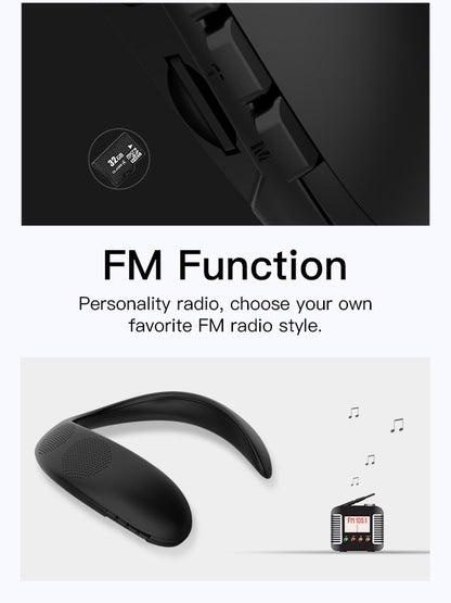 Smart Bluetooth Neckband Speaker SD card RADIO supported