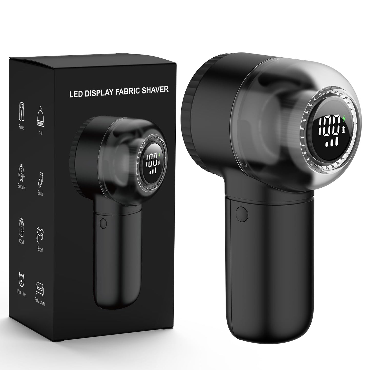 Fabric Shaver Electric Lint Remover Rechargeable Sweater Shaver Dual Protection Removable Bin Easy Remove Fuzz Lint Pills Bobbles (Black)
