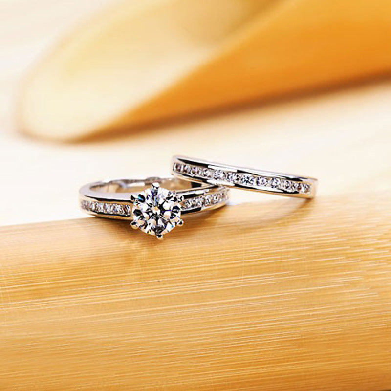 White Gold Plated Couple Ring Set birthday valentine romance gift