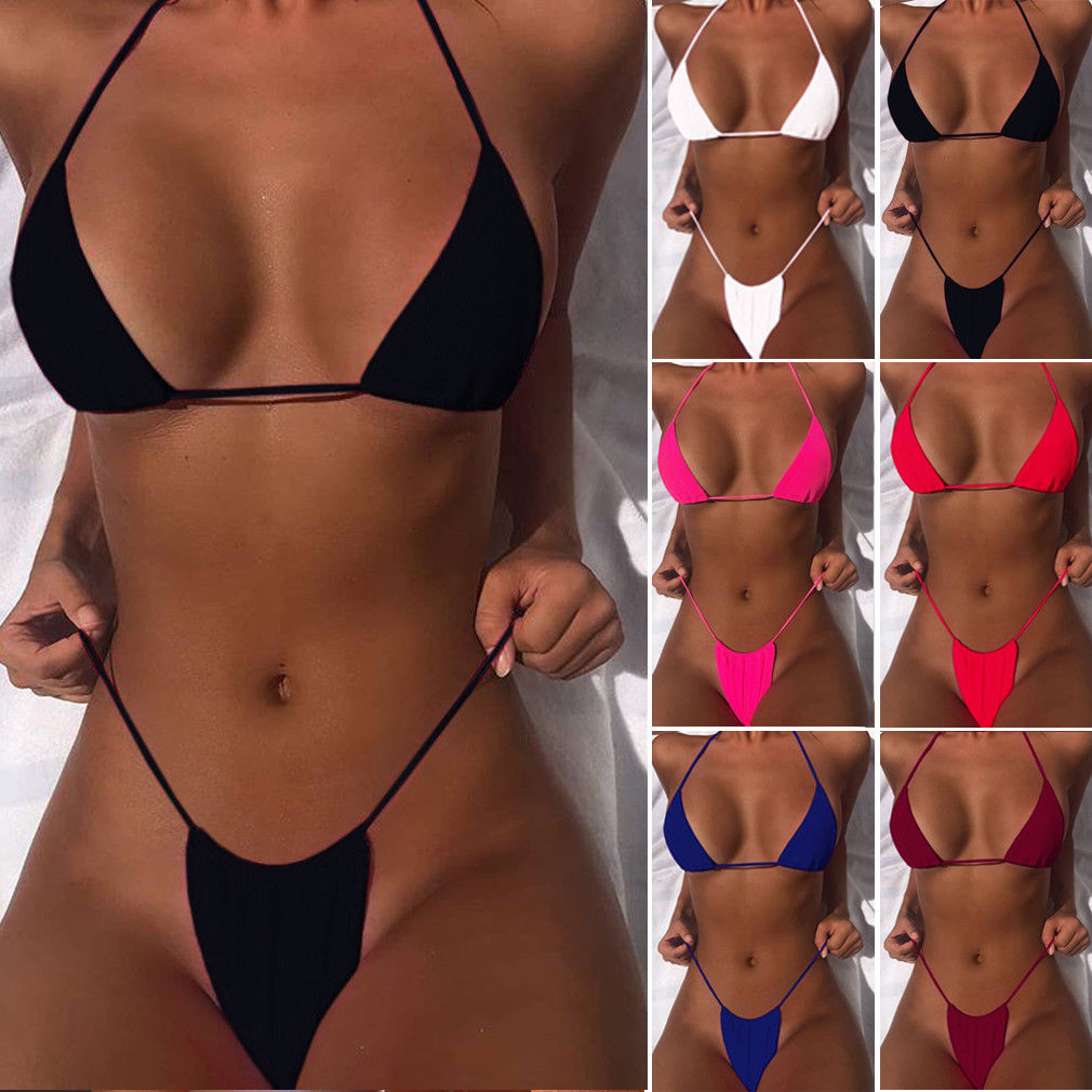 Women woman Sexy Multicolor Thong Swimsuit