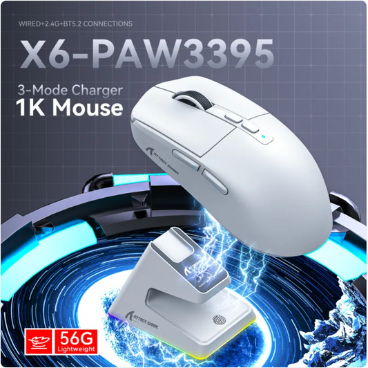 X6 Lightweight Wireless Gaming Mouse with charging dock