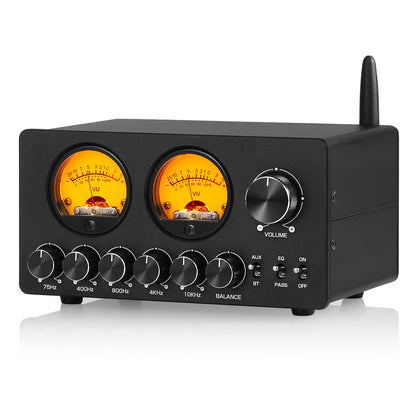 Douk Audio 5 Band Equalizer Bluetooth EQ Preamp for Home Stereo/Computer Speaker/Amplifier with VU Meter (EQ5 Tone Upgraded Version)