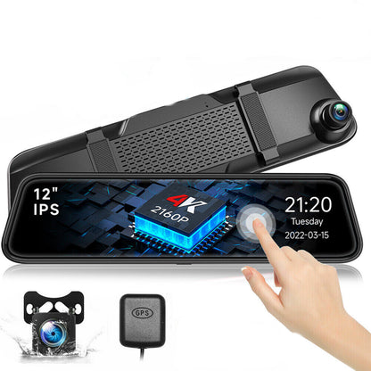 Mirror Dash Cam 4K wide angle night vision loop recording parking monitoring G-sensor WiFi supports up to 128GB