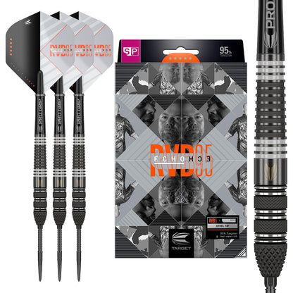 Target Darts RVB x Echo 25G 95% Tungsten Swiss Point Steel Tip Darts Set Black and Grey (RVBXECHOSTEEL)