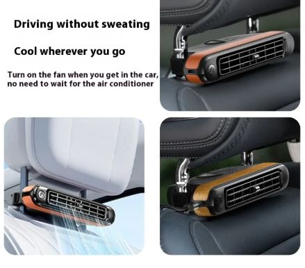 Car Turbine Bladeless Rear Seat USB Fan – 3-Speed, Quiet, Powerful, for Vehicle Interior (Black, Brown, Wood Grain)