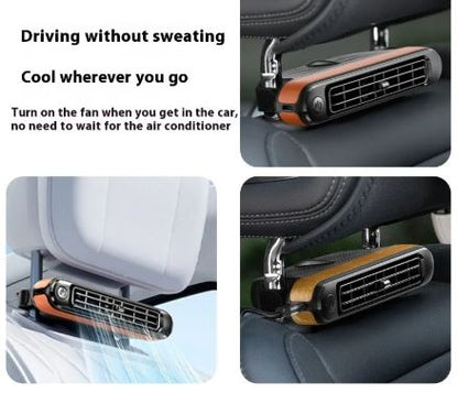 Car Turbine Bladeless Rear Seat USB Fan – 3-Speed, Quiet, Powerful, for Vehicle Interior (Black, Brown, Wood Grain)