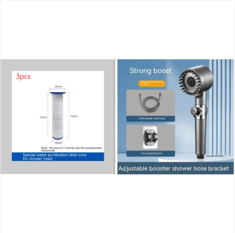 Adjustable High-Pressure filter Shower Head with Hose