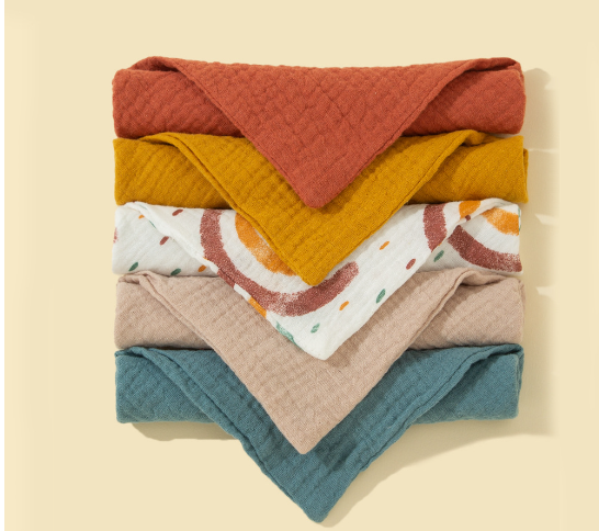 5-Pack Soft Cotton Triangle Baby Bibs with Snap Buttons