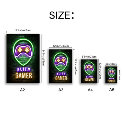 12pcs Neon Video Game Posters for Playroom Decor light