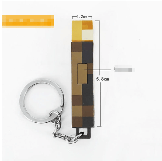 Minecraft torch keychain showcasing vibrant colors and dimensions 1.2cm x 5.8cm for fans and collectors.