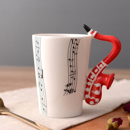 Ceramic Guitar Mug with Musical Note Design