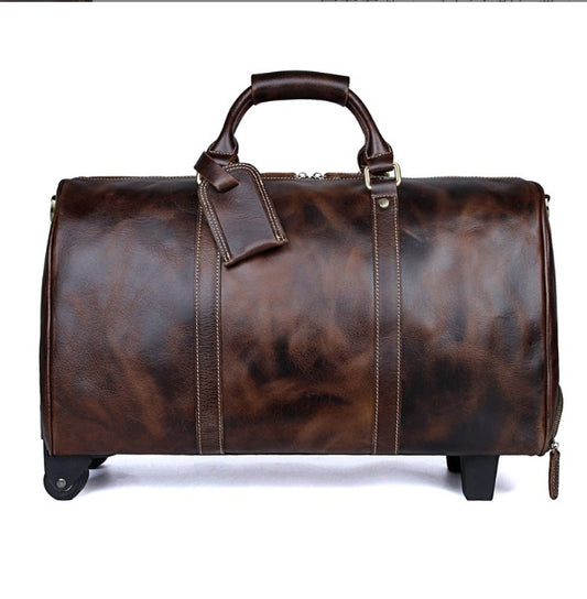 Large Capacity Cowhide Travel Trolley Bag
