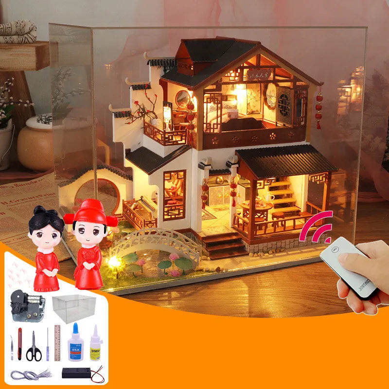 Handmade Wooden Music Box Music Box Sky City GIFT