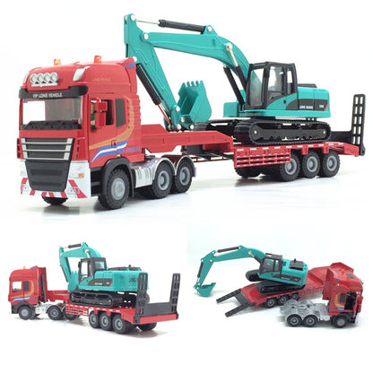 Alloy Construction Transport Vehicle Model with Excavator 37cm