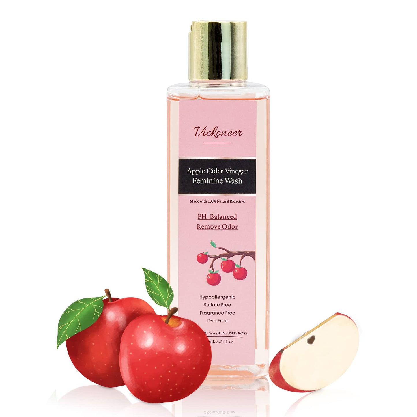 Vickoneer Intimate Yoni Wash for Women Feminine Wash Vaginal Wash with Apple Cider Vinegar pH Balance for Women Vaginial Deodorants Daily Cleansing Wash Fresh and Gentle on Skin 250ml/8.5 fl oz