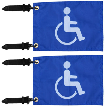 MOTAIN Easy Installation Golf Cart Flag Holder2 Pack Elastic Strap Bracket with 6 * 9 Handicap Flag for Seniors Handicapped Disability