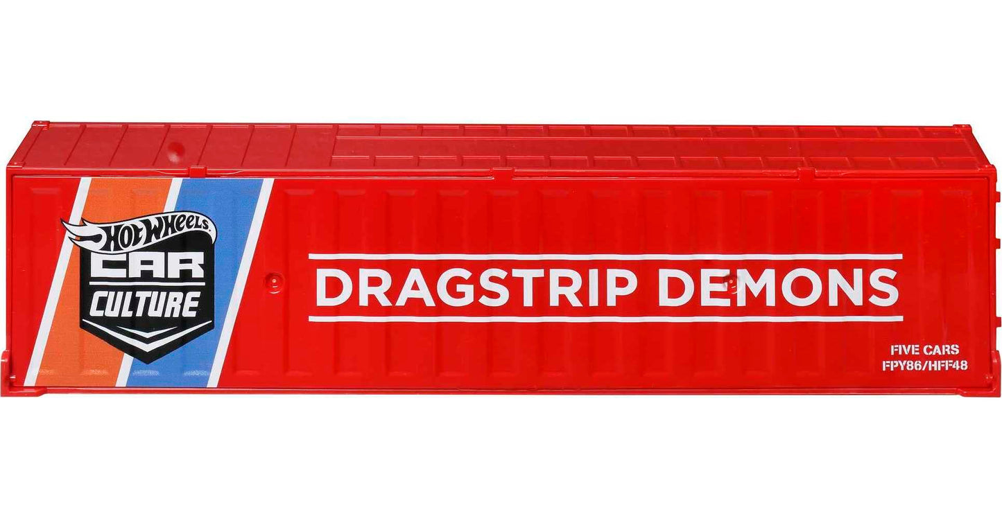 Hot Wheels Premium Toy Cars & Trucks Lion’s Roar Container Set with 5 Die-Cast 1:64 Scale Drag Racing Vehicles in Collectable Display Container