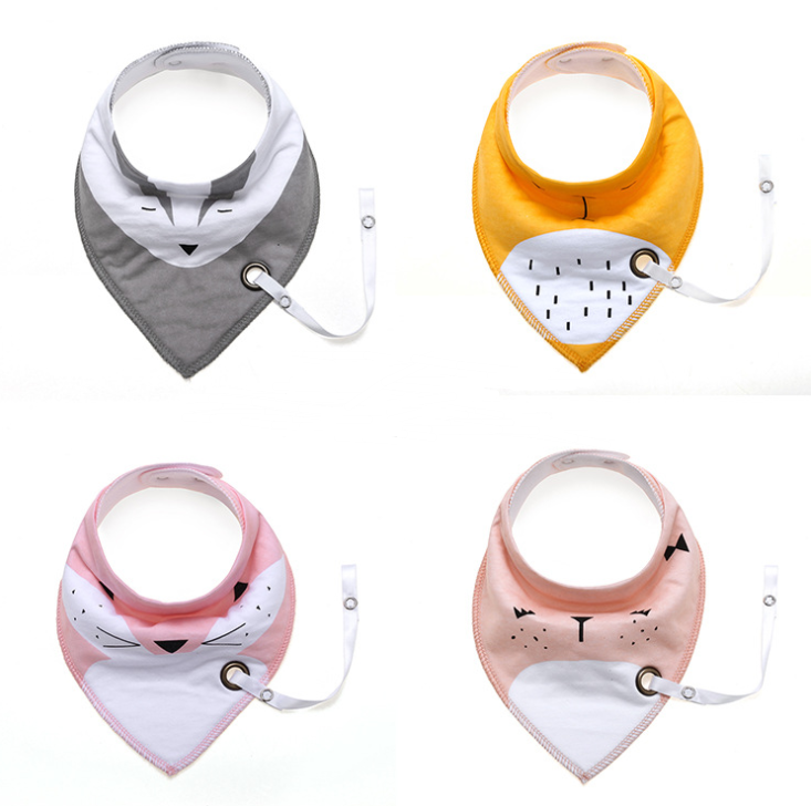Baby Cotton Triangle Bib with Double Layer and Snap Closure over 95% pure cotton