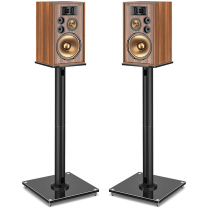 YOMT Universal Floor Speaker Stands Bookshelf Speaker Stands 28 Inch for Surround Sound Speaker Stands Pair with Cable Management Holds 22lbs for Bose Edifier Klipsch Polk JBL Sony Yamaha Black