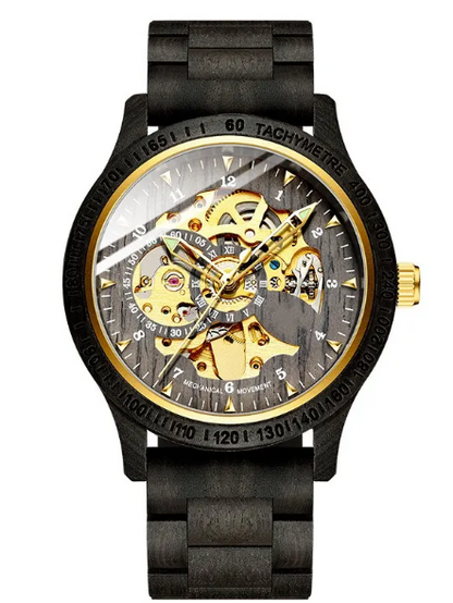 Sandalwood Auto Hollow Watch valentine couple birthday date gift