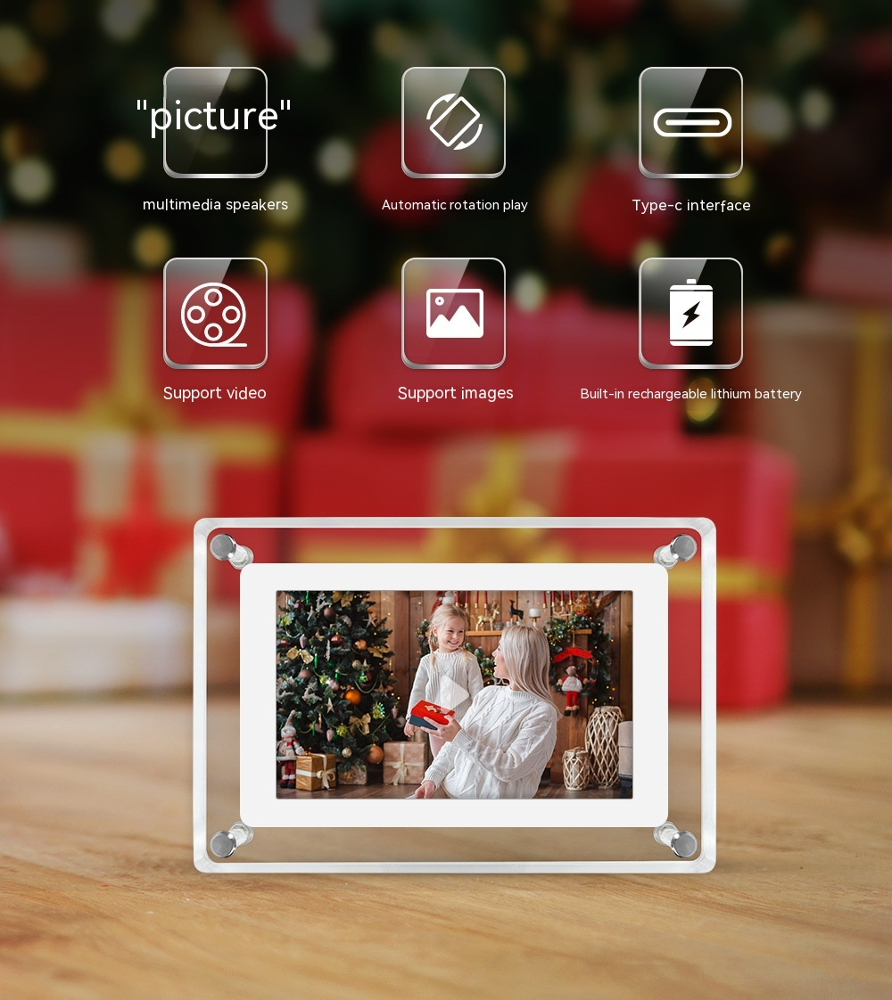 Transparent Photo Frame & Video Player 5inch High Resolution with built in speaker