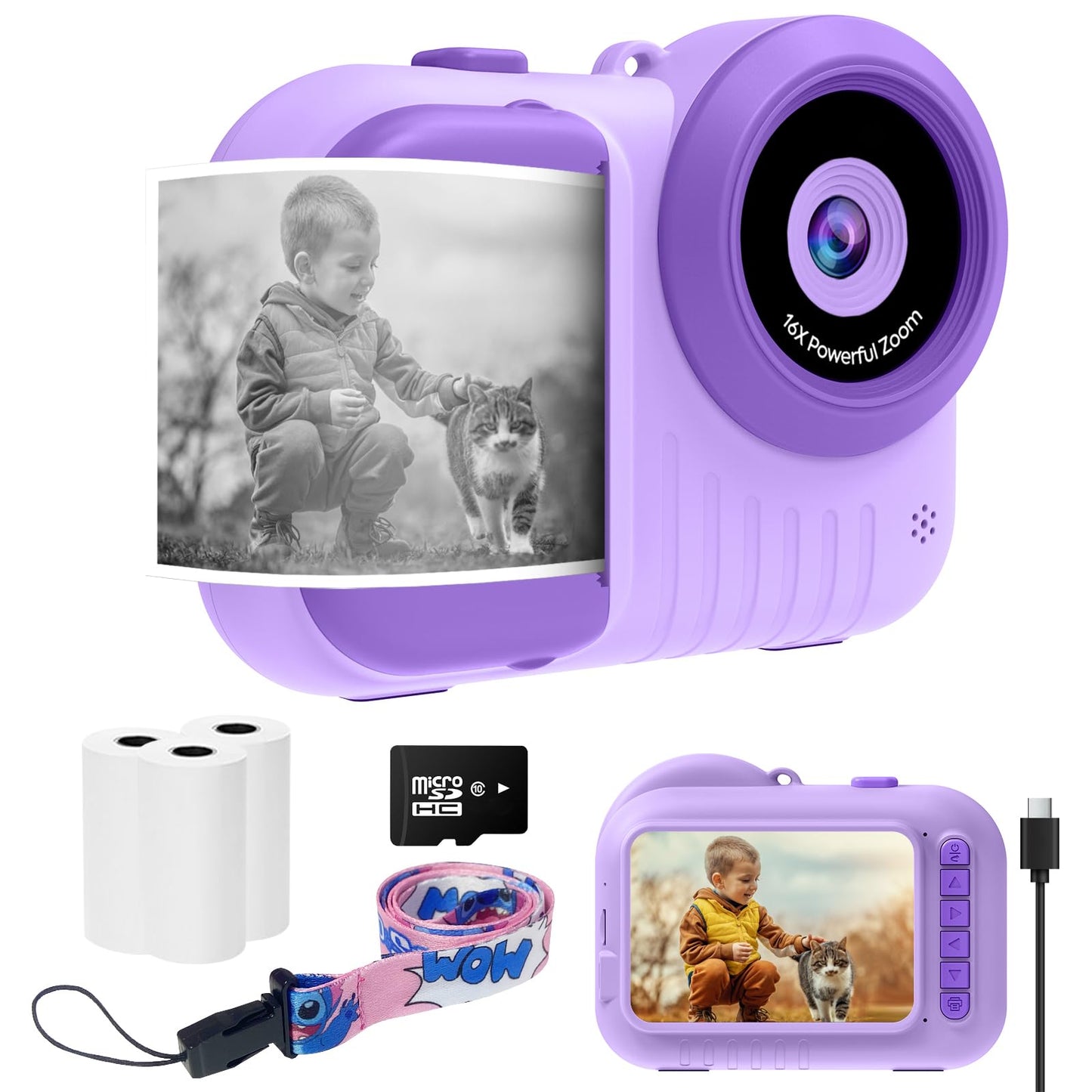 Instant Print Camera for Kids 3.5 Inch Kids Camera Instant Print Toddler Kids Instant Print Camera That Prints Pictures Instantly Christmas Birthday Gifts Toys for 5 6 7 8 9 10 11 12 Year Old Girls