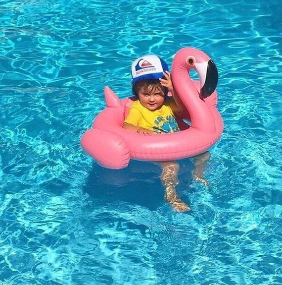 Baby Swimming Ring with Flamingo Car Shade Seat