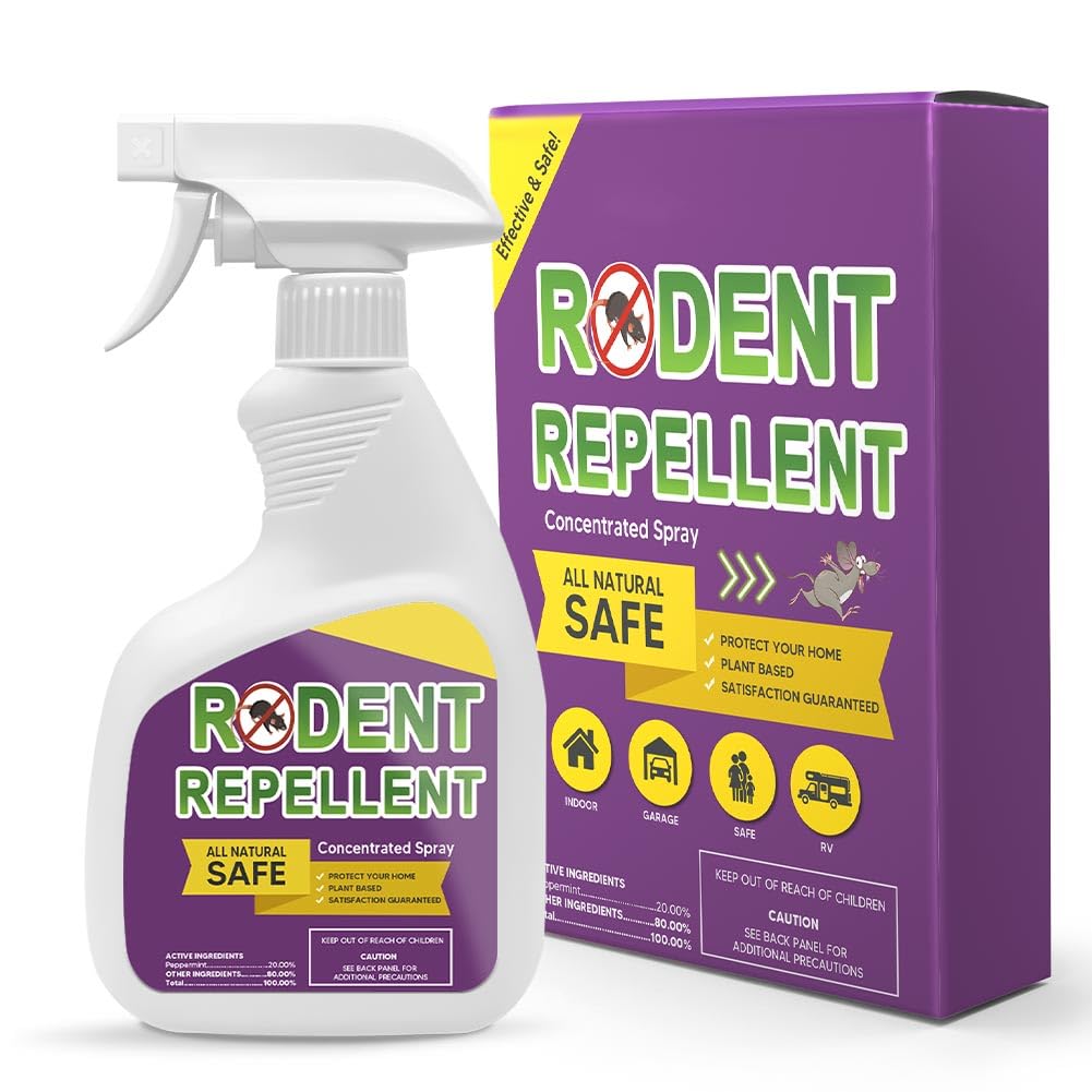 Ujxwqw Rodent Repellent Spray Mice Repellent Indoors Mouse Repellent Spray for Car Engines Rat Deterrent Spray for House Peppermint to Repel Mice and Rats RV Rodent Repellant Keep Mice Away-1P