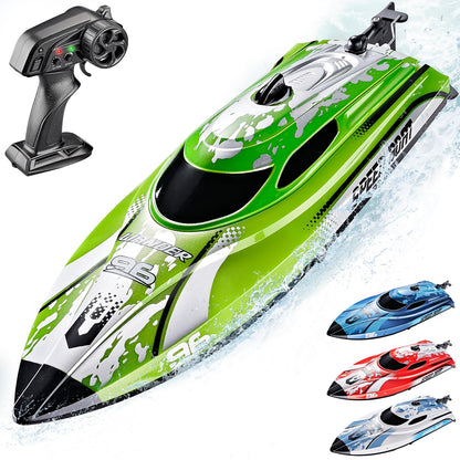 BEZGAR RC Boat 12 inch Remote Control Boat for Kids and Adults 25 KPH Fast RC Speed Boat with 700mAh Battery Ideal Waterproof Toy Boats for Lakes & Pools - TX126 Green