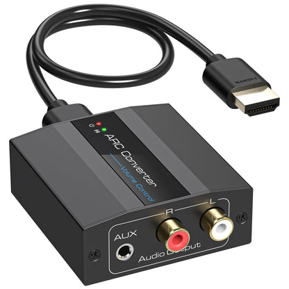 XPTSFDU HDMI ARC Audio Extractor 4K60Hz HDMI ARC Adapter with 3.5mm and L/R Stereo Audio for HDTV Soundbar Speaker Amplifier