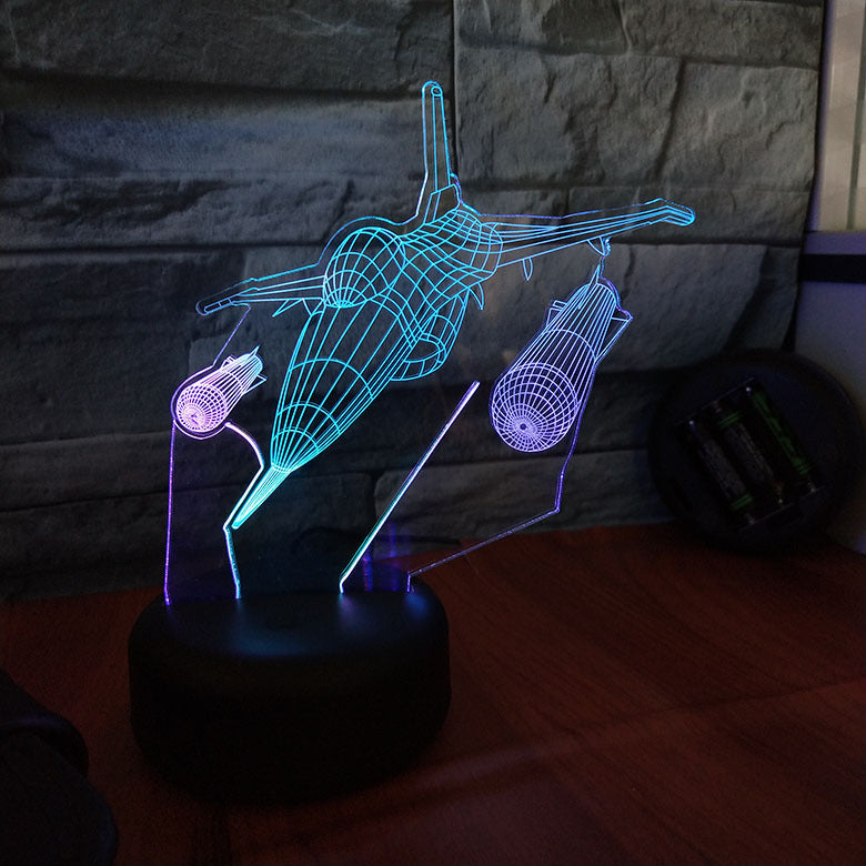 3D Fighter Jet Touch Control LED Night Light Gift