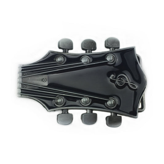 BULLZINE Zinc Alloy Black Guitar Belt Buckle 02744