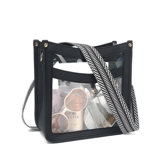 Clear see-through Purses for Women Stadium Crossbody Bag with Guitar Strap