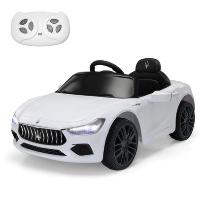 TOBBI Kids Ride on Car 12V Licensed Maserati Ghibli Electric Car for Boy Girl with Remote Control 3 Speeds Music Bright Lights MP3 USB Electric Vehicle for Kids Ages 3-6 Years White