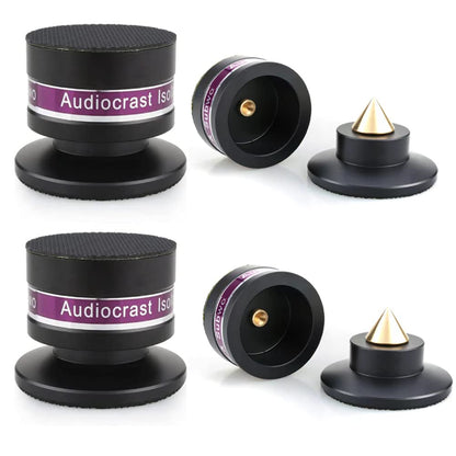 Tertullus 4 Pcs Aluminum Speaker Spike+Speaker Isolation Feet Top Pad Turntable Isolation Feet for Amplifier Speaker Turntable Player Subwoofer Black