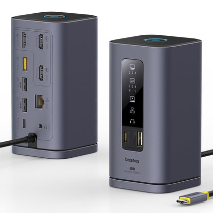 [CES Picks Awards 2025] Baseus SpaceMate(MAC) Docking Station USB C Docking Station 3 Monitors with 4K HDMI 10Gbps USB Ports 100W PD Gigabit Ethernet Audio Laptop Docking Station for Mac & Win