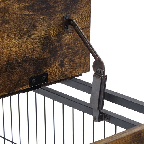 Furniture Double Door Dog Cage Rustic Brown
