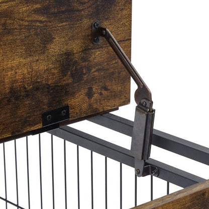 Furniture Double Door Dog Cage Rustic Brown