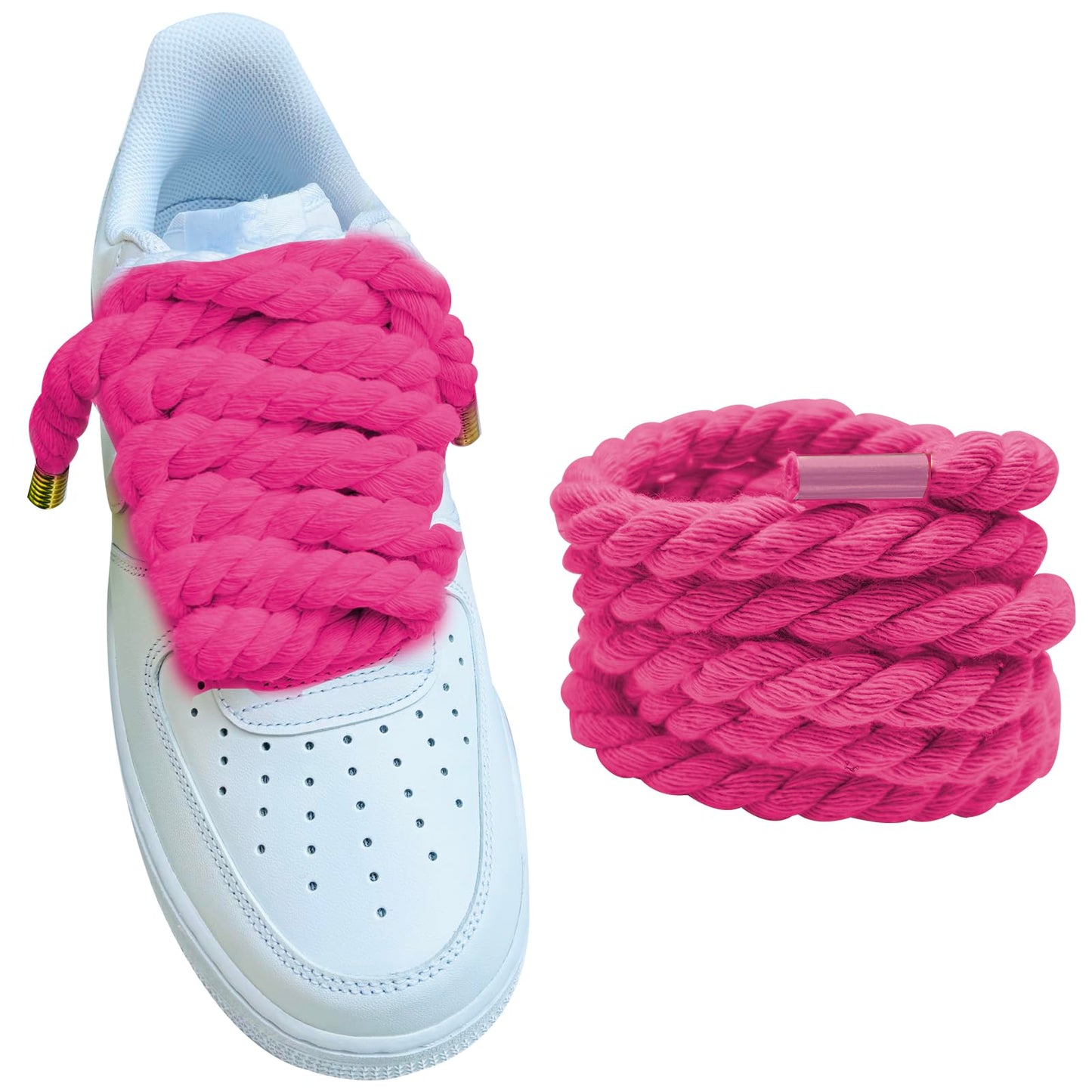 Thick Rope Shoe Laces for Air Force 1 Sneakers Chunky Fat Rope Laces for DunksAF1Air Jordan Shoes Replacement Jumbo Shoelaces Strings for DIY Custom Accessories(Rose)
